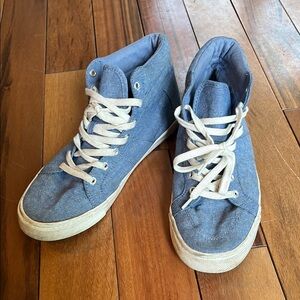 Blue High-Top Sneakers with White Laces